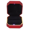 thumbnail image 2 of Caja de anillo con luz LED para exhibición de joyas, caja de regalo, estuche de almacenamiento de joyas para compromiso, boda, rojo, 2 of 14
