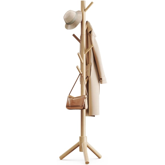 Perchero Pipishell robusto de madera ajustable con 8 ganchos