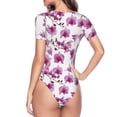 thumbnail image 4 of The Xecao Orchids Flowers Women's Crew Neck Body Suit, a short-sleeved bodysuit and basic swimsuit, both comfort and style for dating and daily life, 4 of 9