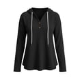 thumbnail image 7 of CQONEPT Waffle Knit Hoodies for Women Lightweight Comfy Pullover Tops Drawstring Long Sleeve Loose Fall Fashion Sweatshirts Blouse Black XL, 7 of 7