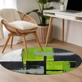 thumbnail image 5 of Abstract Graffiti Round Area&nbsp;Rug 3ft Green Black Contrast Color Non-Slip&nbsp;Washable Circle Rugs Soft Felt Indoor Floor Mat for Bedroom Kitchen Living Room Bathroom, 5 of 9