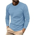 thumbnail image 1 of FAIWAD Mens Long Sleeve Tops Round Neck Basic Pullover Tops Classic Solid Color Lightweight Blouse Tops, 1 of 6