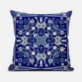 thumbnail image 3 of Amrita Sen Designs  20 x 20 in. Paisley Leaf Geo Duo Broadcloth Indoor & Outdoor Zippered Pillow - Midnight Blue, Beige & White, 3 of 6
