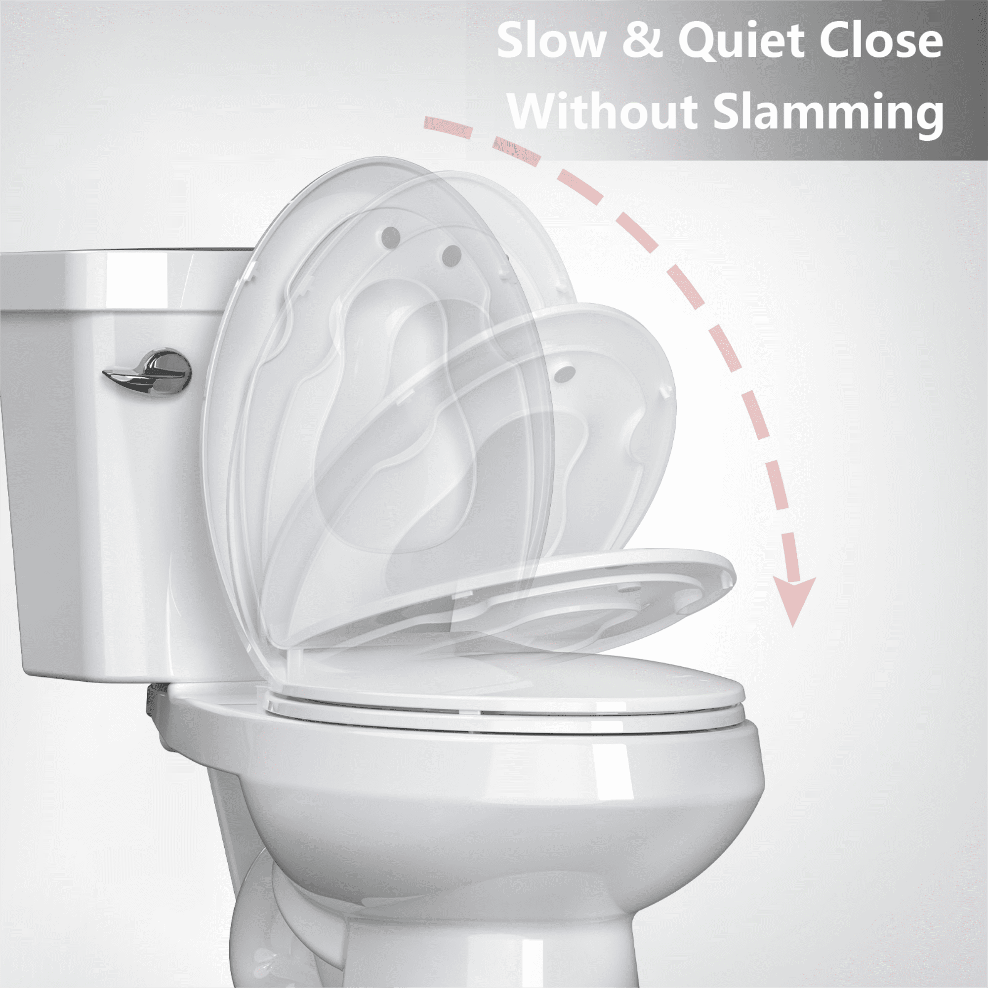 Slow-Close Elongated Toilet Seat with Built-in Potty Training Child Seat for Adults and Toddlers, Easy Installation, Stain-Resistant White Finish