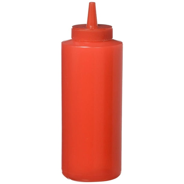 Winco 6Piece Squeeze Bottles, 12Ounce, Red