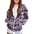 thumbnail image 2 of fnnxnal Little Girls Camo Jacket 5T Purple - 100% Polyester Lightweight Full Zip Pockets Durable Easy Wash for Spring/Fall, 2 of 8
