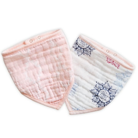 aden + anais essentials bandana bib 2 pack, pretty pink
