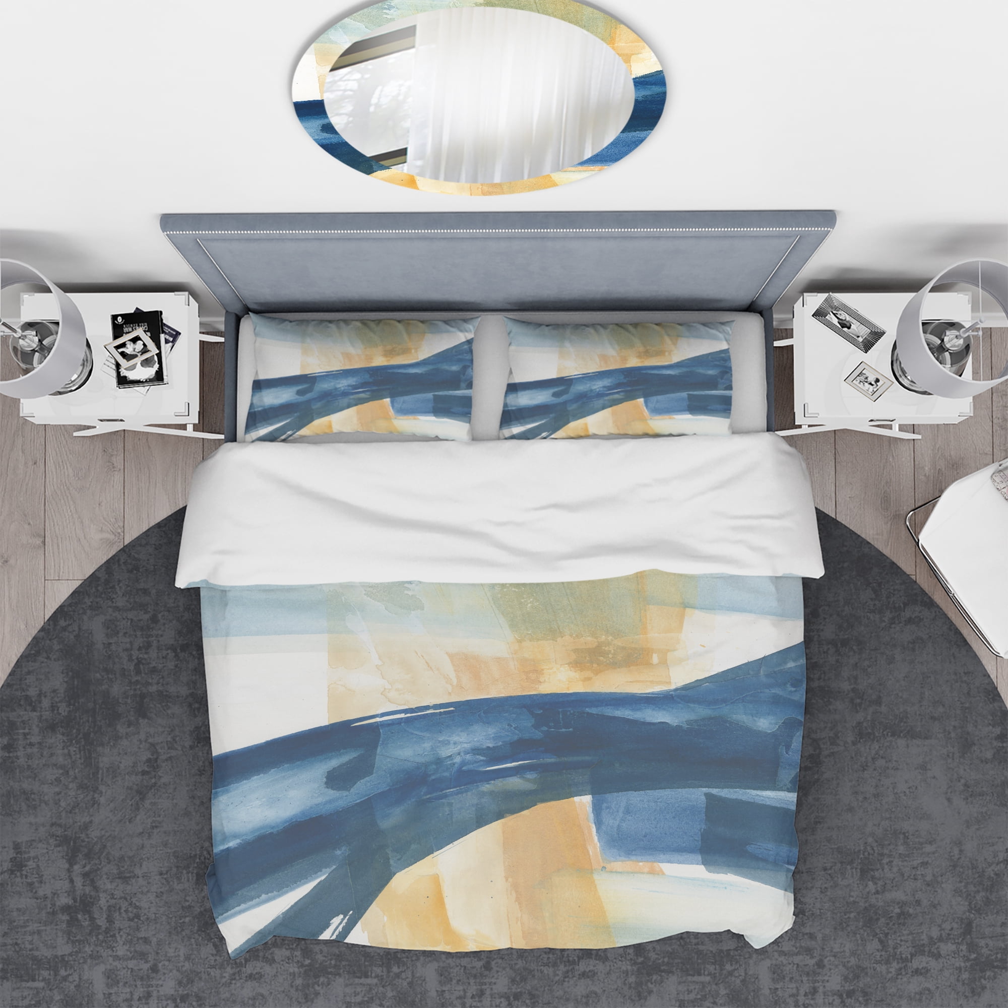 Designart 'Indigo Panel III' Geometric Duvet Cover Set