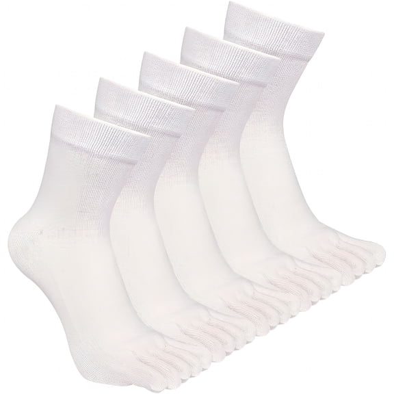 TELOLY Mens Toe Socks Cotton Athletic Running Five Finger Crew Socks Men No Show Socks5 Pairs
