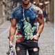 thumbnail image 1 of Blusas y camisas de manga corta y cuello redondo para hombre. Blusas de manga corta con cuello redondo y estampado del Día de la Independencia para hombre. Blusa para hombre., 1 of 5
