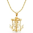 thumbnail image 1 of 14K Yellow Gold Mariner Crucifix Charm Pendant with 1.8mm Singapore Chain Necklace - 22", 1 of 4