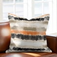 thumbnail image 2 of Black Gray Orange Stripes Throw Pillow Cover Modern Art Cotton Linen Cushion Cover Throw Pillow Case with Invisible Zipper for Couch Sofa Bed Chair Car 16x16 Inch, 2 of 9