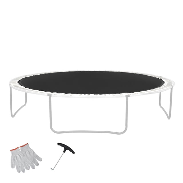 KFFKFF Surface de Saut pour Trampoline, Adaptée à une Structure de 14 Pieds, Tapis de Saut Polyvalent pour Trampoline Circulaire de 14 Pieds, Matériau Résistant au Soleil avec Dispositif à Ressort et Anneaux en V Robustes