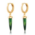 thumbnail image 3 of 18K Gold Plated Sterling Silver Artificial Malachite Spike Drop Huggie Earrings, 3 of 6