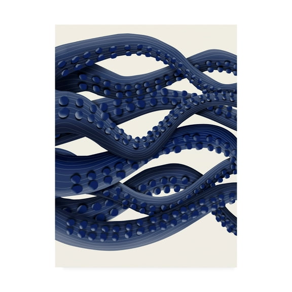 Trademark Fine Art 'Giant Octopus Blue Triptych B' Canvas Art by Fab Funky