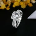 thumbnail image 3 of GEMSME 18K White Gold Plated Cubic Zirconia Two-in-One Halo Wedding Engagement Promise Eternity Ring Set for Women Size 7.5, 3 of 7