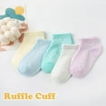 thumbnail image 5 of Girls Boys Breathable Mesh Low Cut Socks 5-Pack Thin Cotton Summer No Show Socks with Ruffled Cuff Smiley Faces, 5 of 7