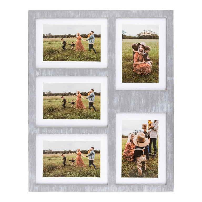 GLM Farmhouse Picture Frames, Holds 4 Photos,4x6 with Mat or 5x7 Picture  Frame Collage, Picture Frames Collage Wall Decor, Collage Picture Frames