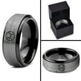 thumbnail image 4 of Tungsten Tungsten Horoscope Pisces Band Ring 8mm Men Women Comfort Fit Black Step Bevel Edge Brushed Gray Polished, 4 of 4