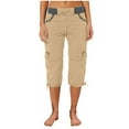 thumbnail image 2 of QIJUNTUO Women's Multi Pocket Cargo Shorts Summer Lightweight Overalls Thin Loose Fit High Waist Casual Streetwear Comfort Shorts Khaki, 2 of 6