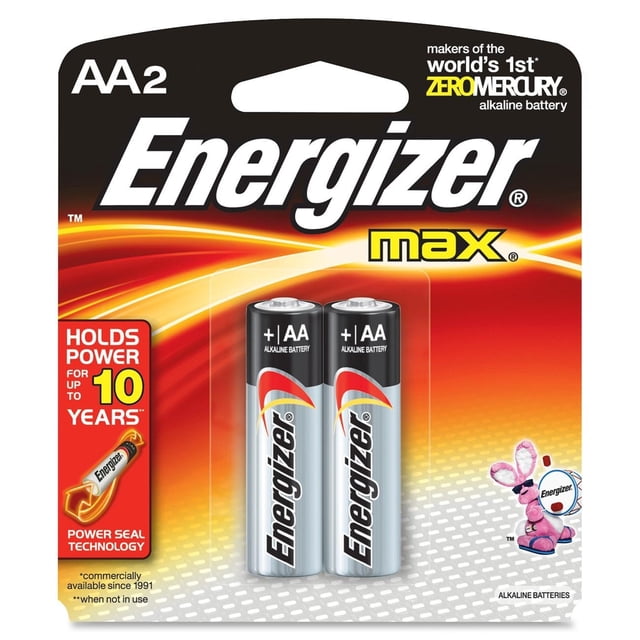 Pilas alcalinas Energizer Max AA, paquete de 2
