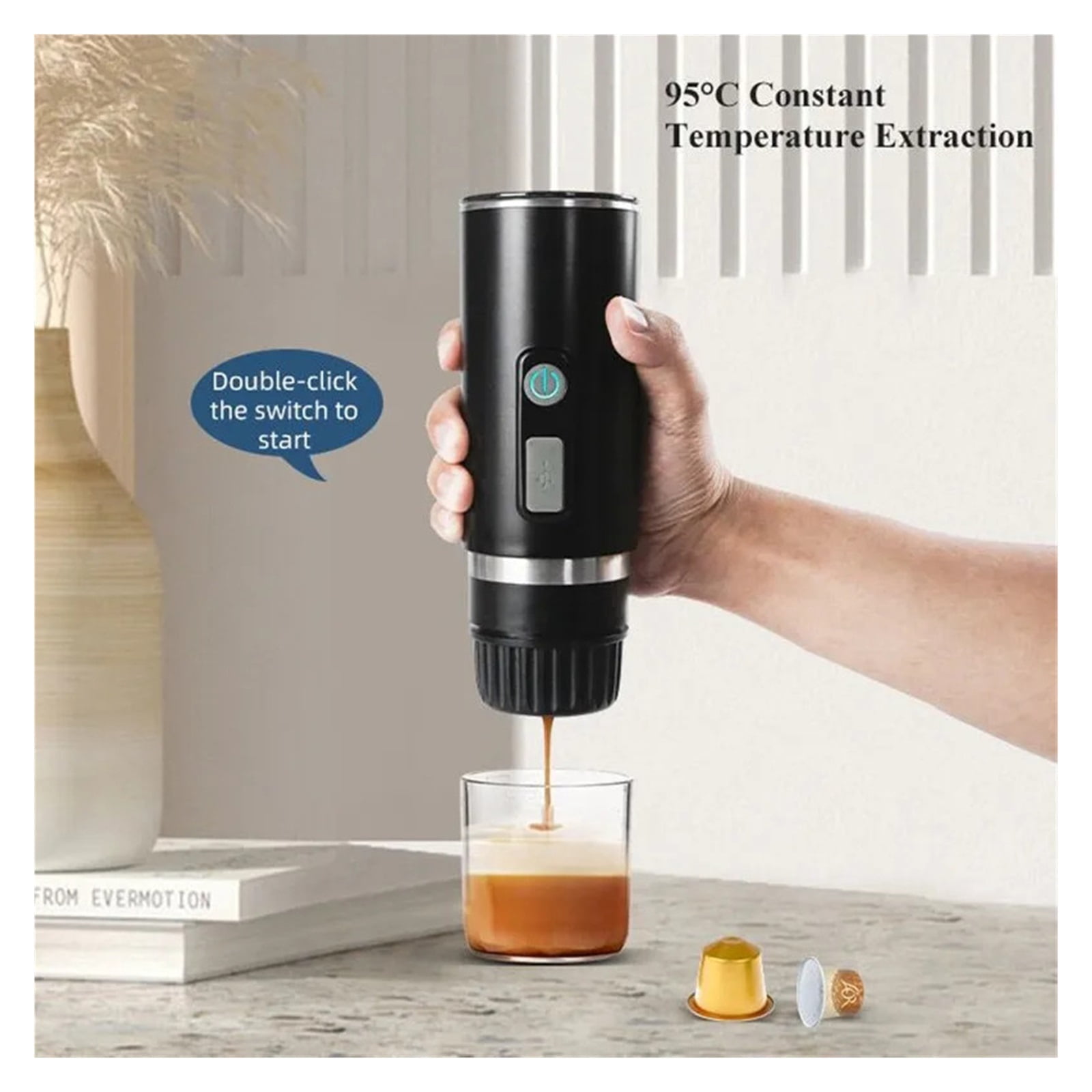Portable Electric Mini Coffee Machine, Recharable Coffee Maker for Car Travel, Outdoor Small Automatic Espresso Machine 110ml ,Portable