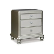 Signature Design by Ashley Traditional Coralayne 3 Drawer Nightstand, Silver