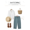 thumbnail image 6 of SHEWIN Cotton Pants Women Plus Size Pants Wide Leg Pants Drawstring Elastic Waist Lounge Pants Lightweight with Pockets, 6 of 12