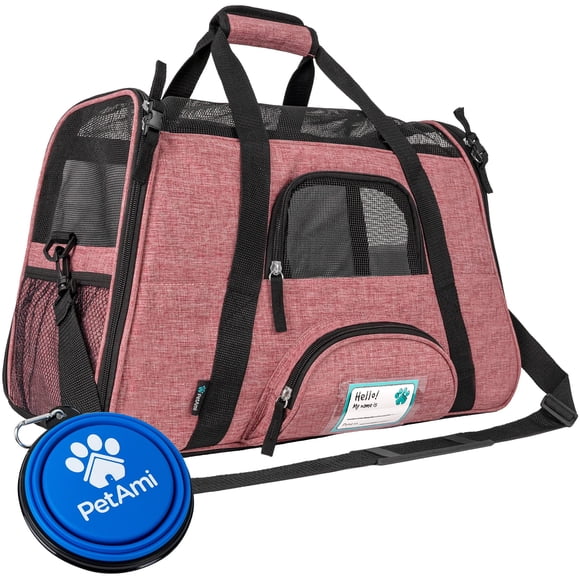 PetAmi Transportín para mascotas aprobado por la aerolínea para gatos, transportador de perros de lado suave para perros pequeños, suministros de viaje para gatos, accesorios para gatos de interior, b