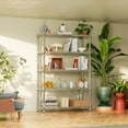 thumbnail image 7 of M MZG Metal Shelving Rack Garage Shelving Heavy Duty Storage Shelves 5 Tier Adjustable Metal Wire Rack for Kitchen Office College Dorm Garage Warehouse 45.3"W x 15.8"D x 70.4"H, Chrome, 7 of 7