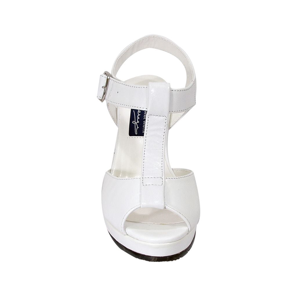 PEERAGE Margie Women Extra Wide Width Platform Heeled Sandal WHITE 9