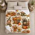 thumbnail image 5 of Autumn Harvest Scarecrow Pumpkin Collage, Festive Pet Portrait Pattern, Warm Flannel Blanket for Ranch House and Living Room, Cat Lovers Thanksgiving Gift, Pet Lover Home Decor, 5 of 9