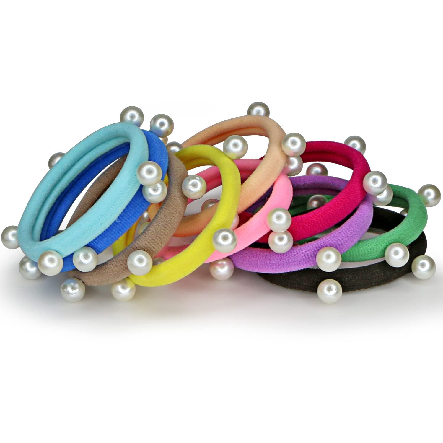 Large Stretch Hair Ties Bracelets with Pearls for All Hair Types 10