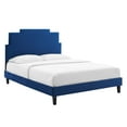 thumbnail image 2 of Modway Lindsey Performance Velvet Queen Platform Bed in Navy, 2 of 10