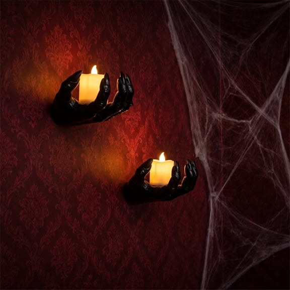 Ktlvex Halloween Witch Hand Resin Candle Holder Wall Sconce, Gothic Clawed Hand Tealight Candle Holder, Spooky Wall Mounted Candle Decor for Haunted House Halloween Party Supplies