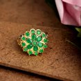 thumbnail image 3 of Emerald TwoTone Flower Ring Gilded Fashion Jewelry Geometric Statement Ring For Her DailyWear Special Occasion, 3 of 5