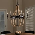 thumbnail image 5 of Baxton Studio Cassia Vintage Industrial Antique Style Hemp and Dark Bronze Metal 6 Light Chandelier, 5 of 6