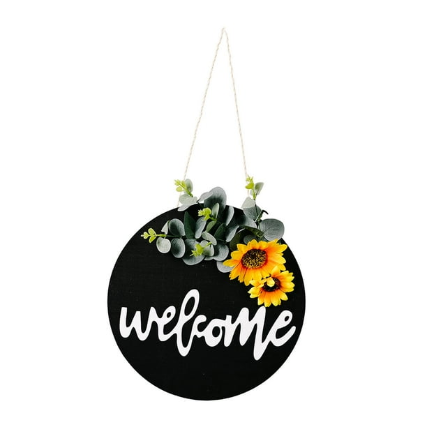 Placas redondas de bienvenida para puerta, colgantes de pared, coronas, eventos, adornos de temporada. Girasol