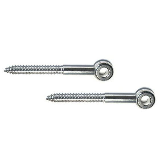 2 Pieces Stainless Steel 316 1/4" x 2" (6mm x 55mm) Lag Screw Eye Bolt Marine Grade for 1/8" Wire Rope