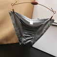 thumbnail image 3 of PMVFHDE Womens French Bow Hollow Out Low Waist Seamless Satin Triangle Briefs Comfortable Underwear Panties For Women Grey，XL, 3 of 3