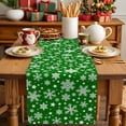 thumbnail image 2 of Winter Snowy Snowflakes Table Runner 13x70in Non-Slip Cotton Linen Table Runners, Christmas Green Dresser Scarves TableRunner for Dinner Kitchen Dining Wedding Party, 2 of 9