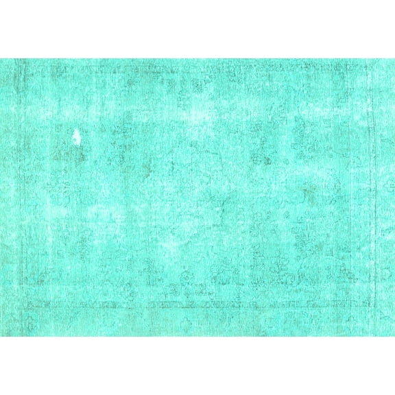 Ahgly Company Machine Washable Indoor Rectangle Persian Turquoise Blue Traditional Area Rugs, 5' x 7'