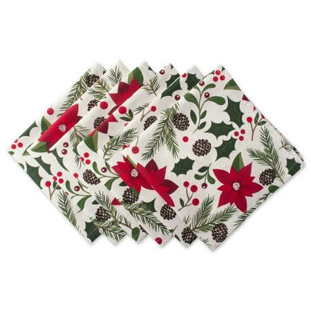 

Set of 6 Green and White Christmas Woodland Themed Over-Sized Square Napkins 20