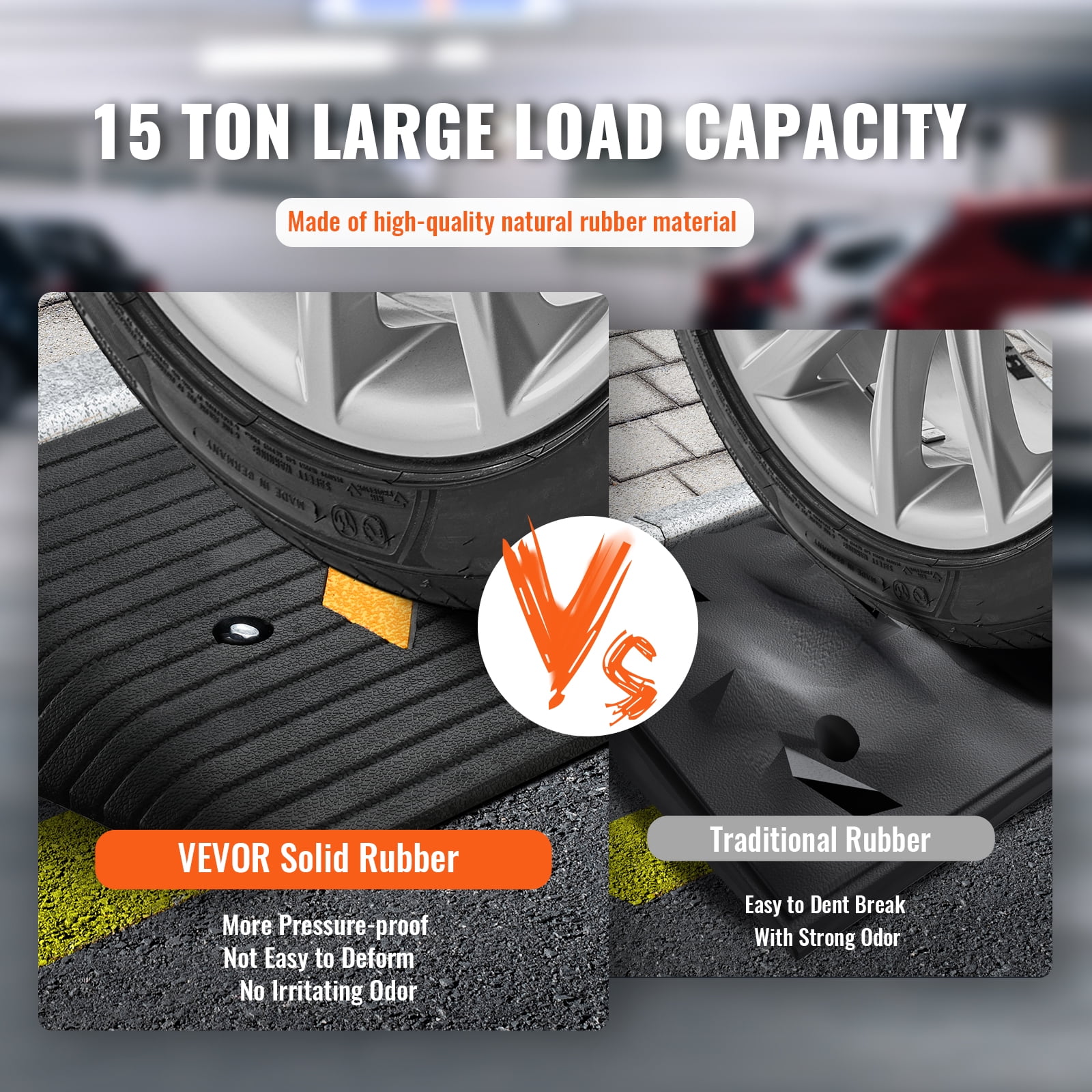 VEVOR Upgraded Rubber Threshold Ramp, 3" Rise Door Ramp with 1 Channel, Natural Rubber Car Ramp with Non-Slip Textured Surface, 33069 lbs Load Capacity Curb Ramp for Wheelchair and Scooter