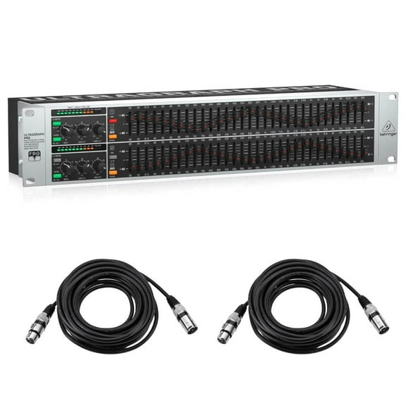 Behringer ULTRAGRAPH PRO FBQ3102HD HD Dual Channel 31-Band Stereo Graphic Equalizer - with 2x 25' XLR Microphone Cable