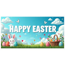 LUUFILx Easter Celebration Backdrop Colorful Eggs Rabbit Basket Flowers Spring Party Background Banner Outdoor Decorations Photography Props Happy Festive