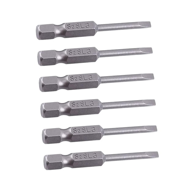6x puntas de destornilladores ranurados accesorios mango hexagonal de 1/4 pulgadas resistencia al desgaste 3