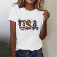 thumbnail image 2 of Levmjia Women's 4th of July T-Shirt Patriotic USA Flag Leopard Print Short Sleeve Crew Neck Casual Summer Top for Independence Day Holiday, 2 of 4