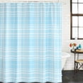 thumbnail image 4 of 72x78 Inch Shower Curtain Buffalo Plaid Bathroom Decor, Waterproof Fabric Bathtub Bath Curtains Decorative Sky Blue Cyan Farmhouse Gingham Striped Extra Long Shower Curtain Set with Hooks, 4 of 7