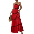 thumbnail image 3 of Women'S Crop Top Maxi Skirts Set 2 Piece Outfit Dress Red M, 3 of 5